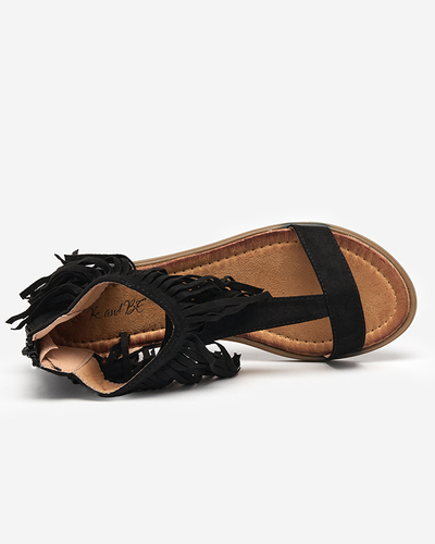 Női szandál fekete rojtokkal Clov- Footwear