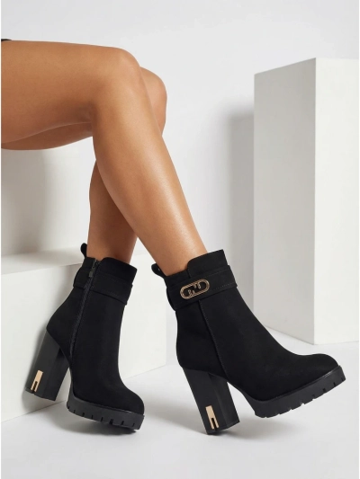 Tovia női öko velúr bokacsizma vastag sarokkal