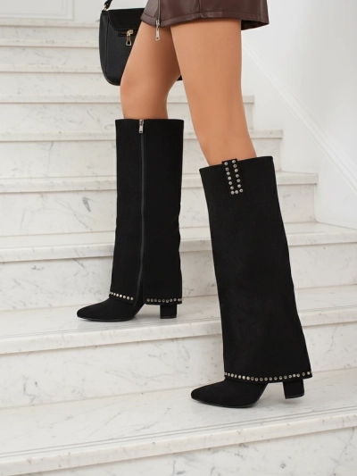 Bryves öko velúr női csizma szárral