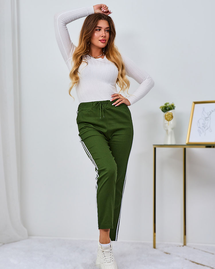 Royalfashion Zöld női szövetnadrág csővel