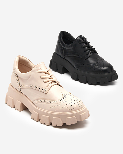 Bézs színű női cipő áttört díszítéssel Uneri - Lábbeli