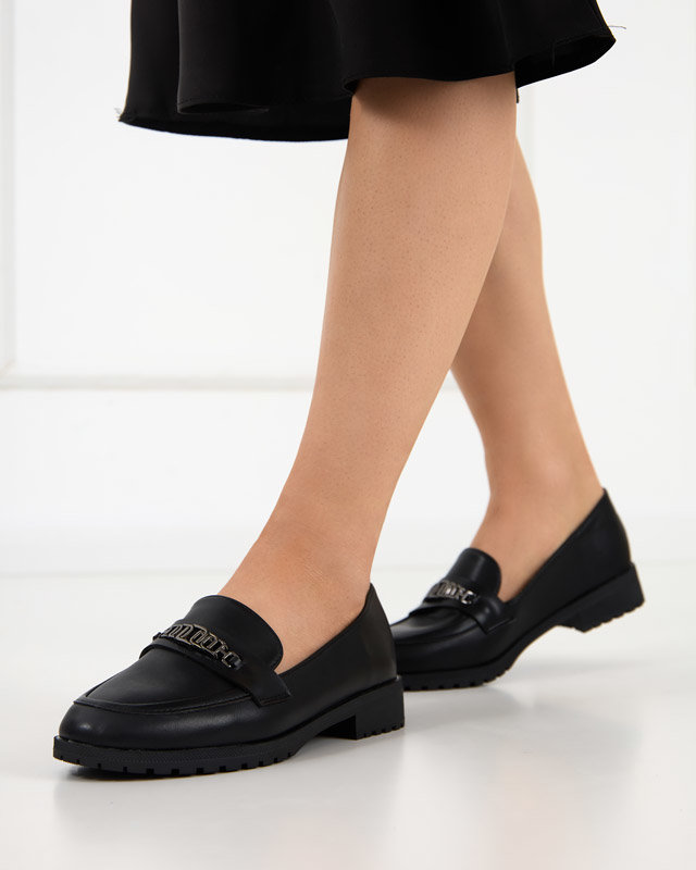 Női fekete eco-bőr naplopók Griss díszítéssel - Cipő