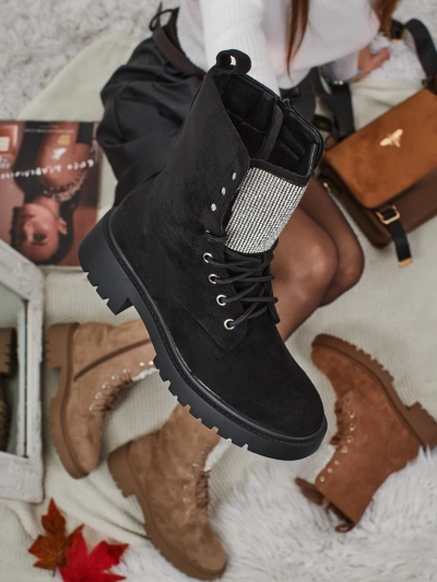 Ferlyne öko velúr fűzős női bokacsizma