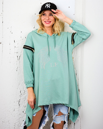 Royalfashion Green női oversized pulóver cipzárral