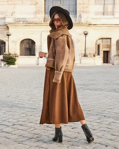 Royalfashion Női midi szoknya a' la szarvasbőr