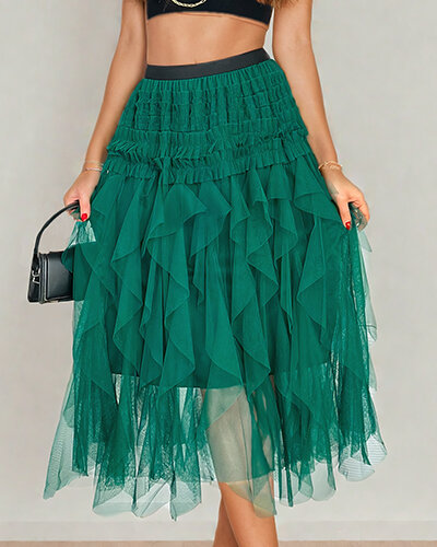 Royalfashion Női dupla rétegű midi szoknya