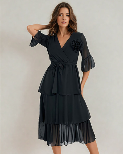 Royalfashion Női midi ruha fodrokkal