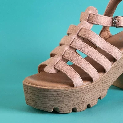 OUTLET Rózsaszín női magas sarkú szandál Tamianka - Footwear