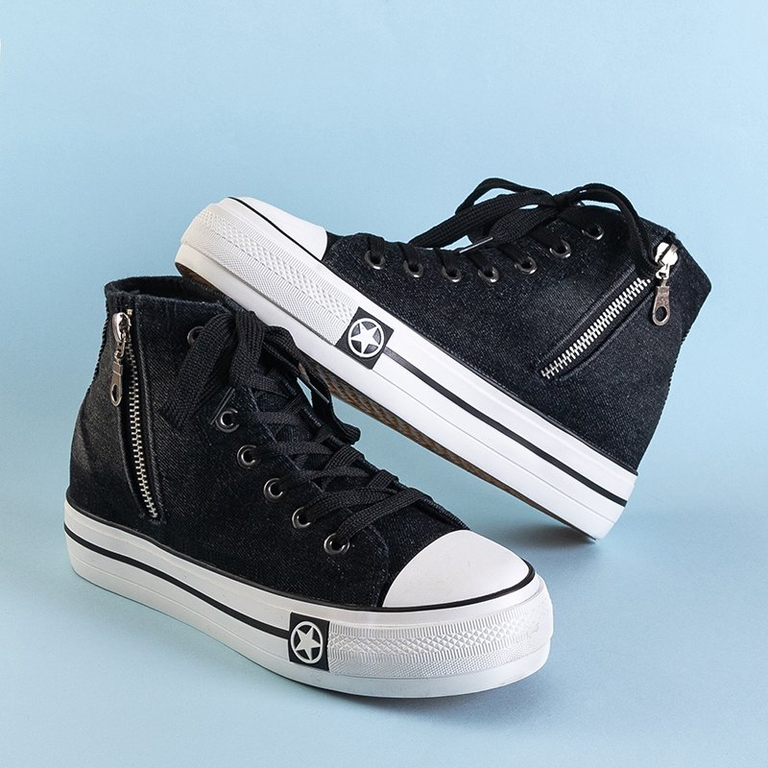 Fekete női tornacipő beltéri éken Kumiko - Lábbeli