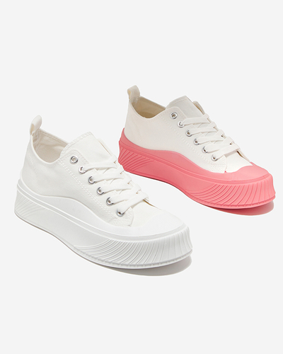 OUTLET Fehér és rózsaszín női tornacipő Nerikas - Lábbeli