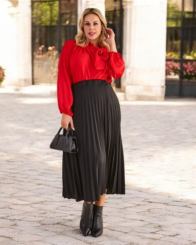 Royalfashion Gyűrt női midi szoknya PLUS SIZE