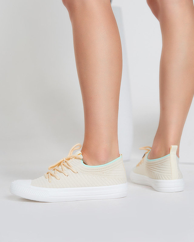 OUTLET Bézs színű női bordás tornacipő Manfer- Footwear