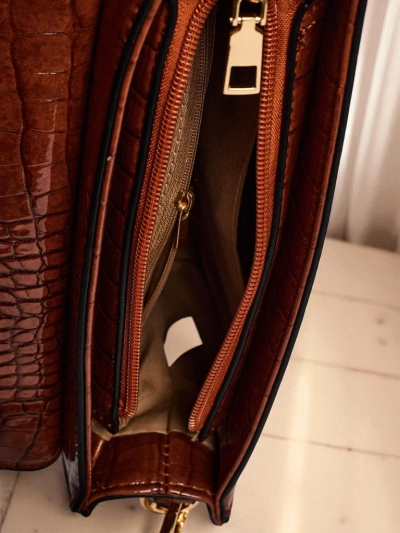 Aurelia Elegante Camel - Mini női velúr-lakk táska Venezia Classico
