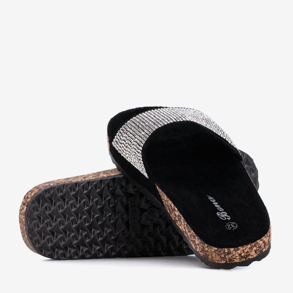 Czarne dziecięce klapki z cyrkoniami Procopia - Obuwie