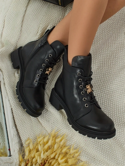 Veltih öko bőr fűzős női bokacsizma