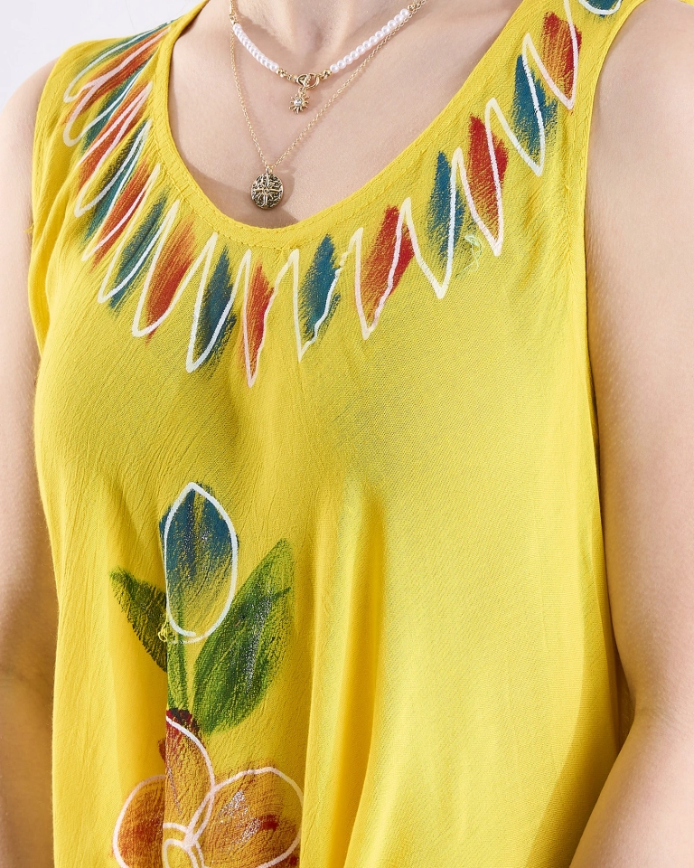 Sárga női mintás, nyomott ruhás ágytakaró- Ruházat