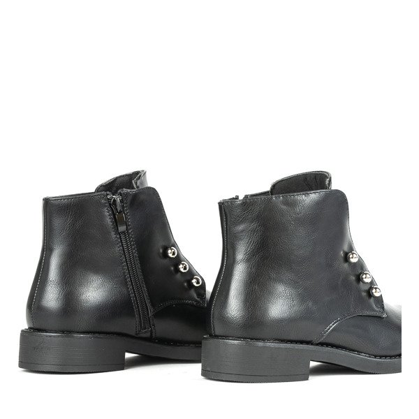 Czarne damskie botki na płaskim obcasie Retorena - Obuwie