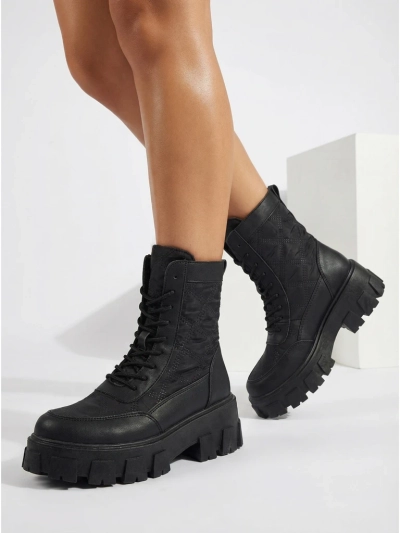 Solvi öko bőr fűzős női bokacsizma