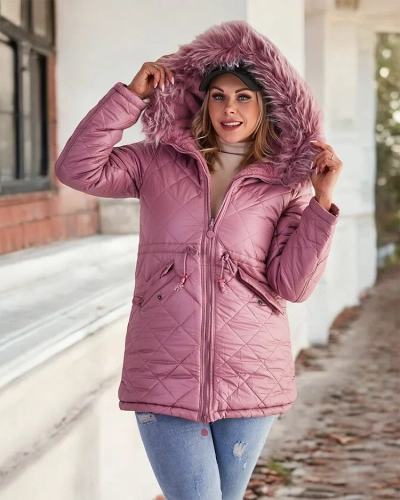 Royalfashion Női steppelt kabát rózsaszínben