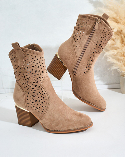 Royalfashion Női alacsony posztó áttört Mozie csizma