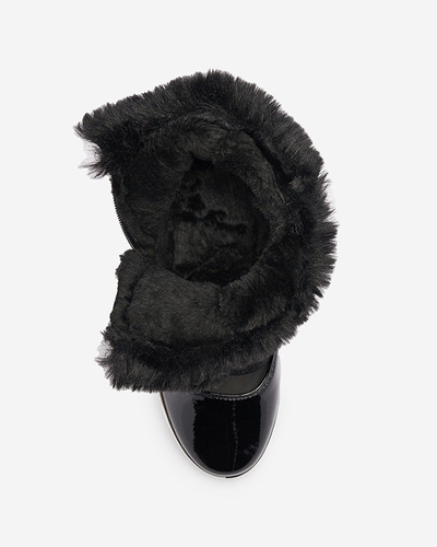OUTLET Fekete női sportcsizma rejtett sarokkal és szőrmével Gomiu- Footwear