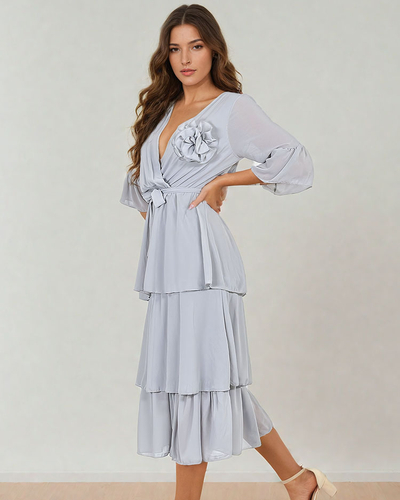 Royalfashion Női midi ruha fodrokkal