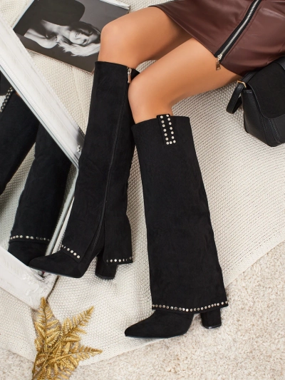 Bryves öko velúr női csizma szárral