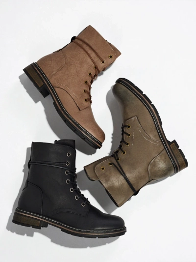 Ravonna női fűzős öko bőr bokacsizma