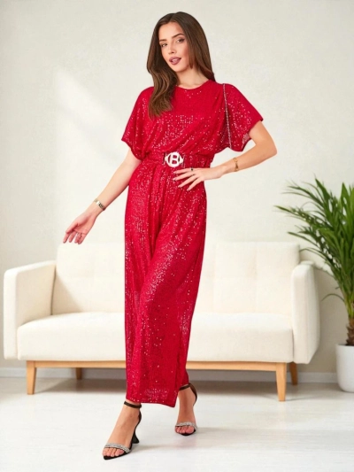 Royalfashion Női hosszú overall flitterekkel