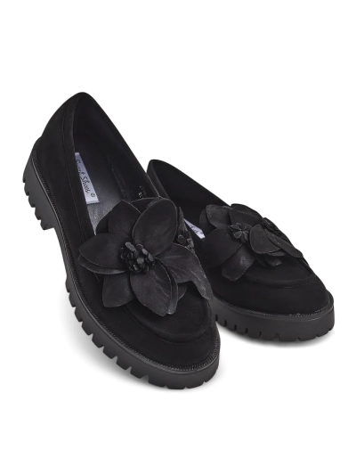 Royalfashion öko suede női mokaszin Floverse virággal