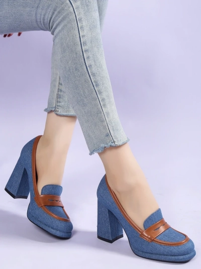 Royalfashion Női farmer mokaszinok blokk sarkon Jozenas