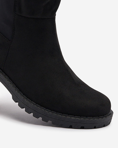 OUTLET Női fekete öko-szarvasbőr térdig érő csizma Asogg- Footwear