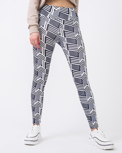 Mintás női fekete-fehér magas derekú leggings - Ruházat