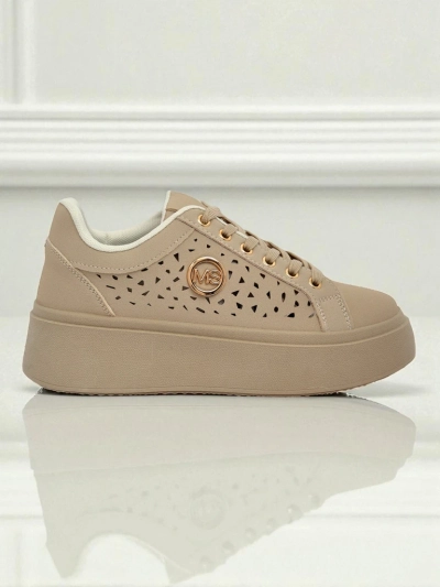 Cleo Ecru Platino – bézs platformos sneakers Royalfashion eco bőr