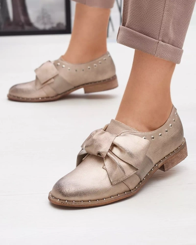 Arany női alacsony cipő Entera masnival - Lábbeli