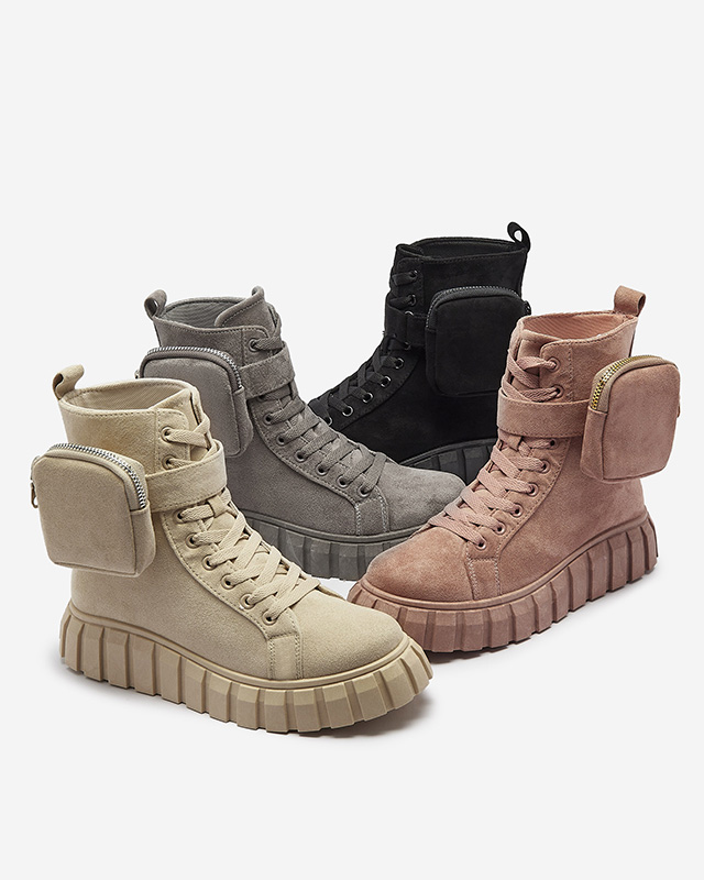 Női csizma tasakkal, fekete színben Sauups- Footwear