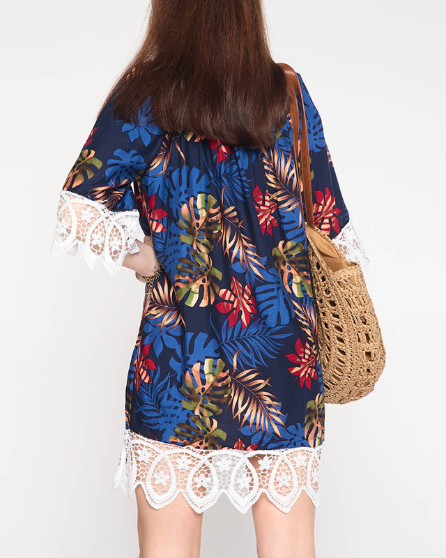 Női sötétkék tunika levelekkel - Ruházat