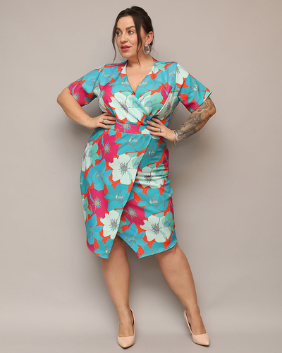 Royalfashion Női virágos szövet ruha PLUS SIZE