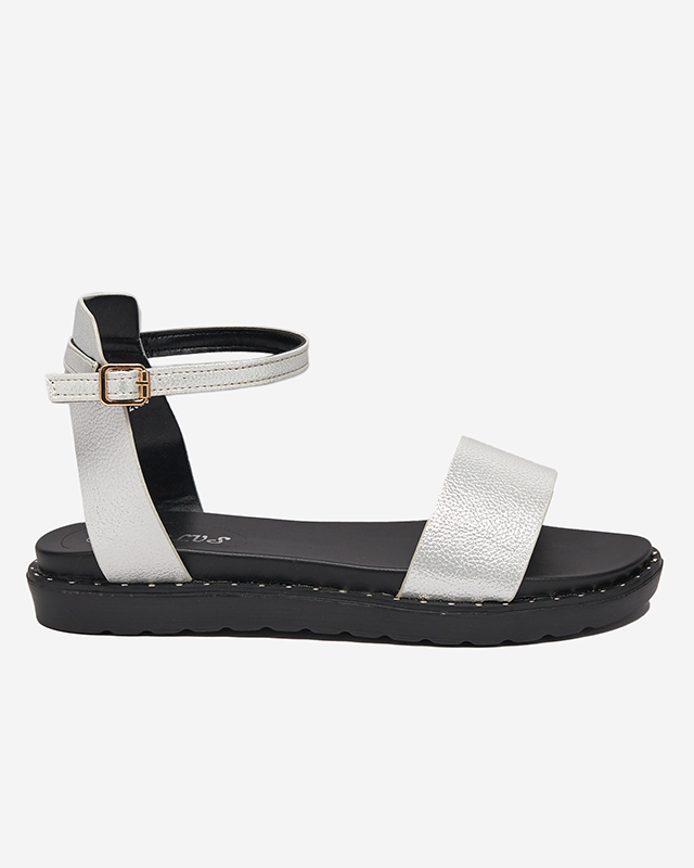 OUTLET Ezüst színű női öko-bőr szandál csillámmal Delika - Lábbeli