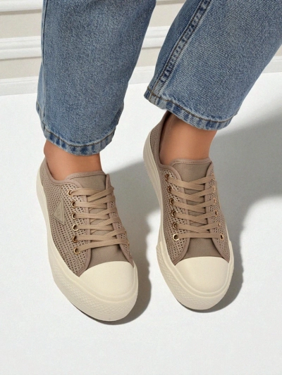 Női Hypatia Mesh világosbarna nyári sneaker lapos talp 3cm
