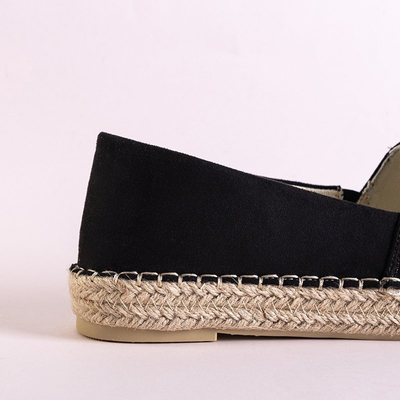 Női fekete espadrillák a peronon Mesar dísztárgyakkal - Lábbeli
