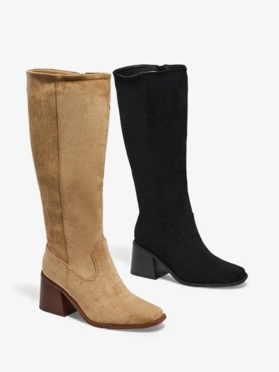 Női Ernala eco-velúr csizma vastag sarokkal