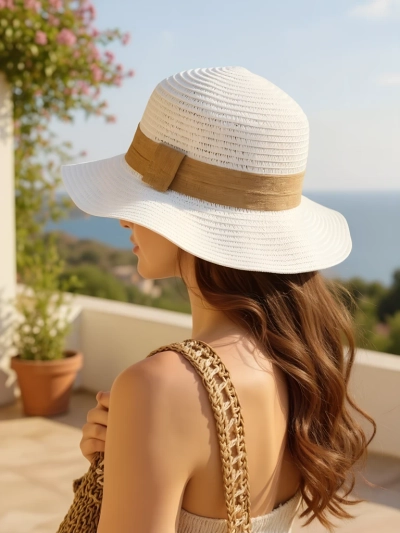 Royalfashion Női szalmakalap Szalag Whisper