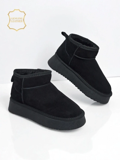 Rövid, természetes bőr női hócsizma stílusú cipő Elunara