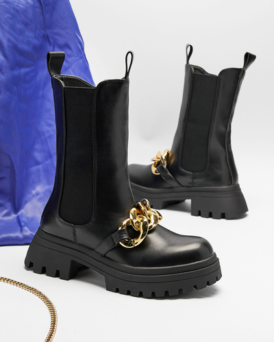 Női csizma lánccal, fekete színben Evves- Footwear
