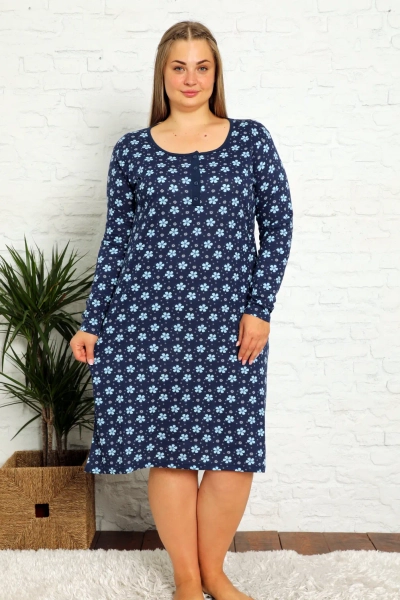 Royalfashion Pamut hálóing virágokkal PLUS SIZE