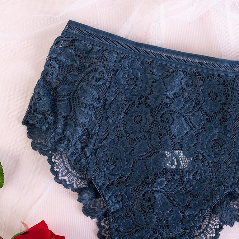 Női sötétkék csipke bugyi - Fehérnemű