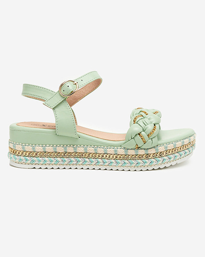 Rella zöld lapos női szandál - cipő