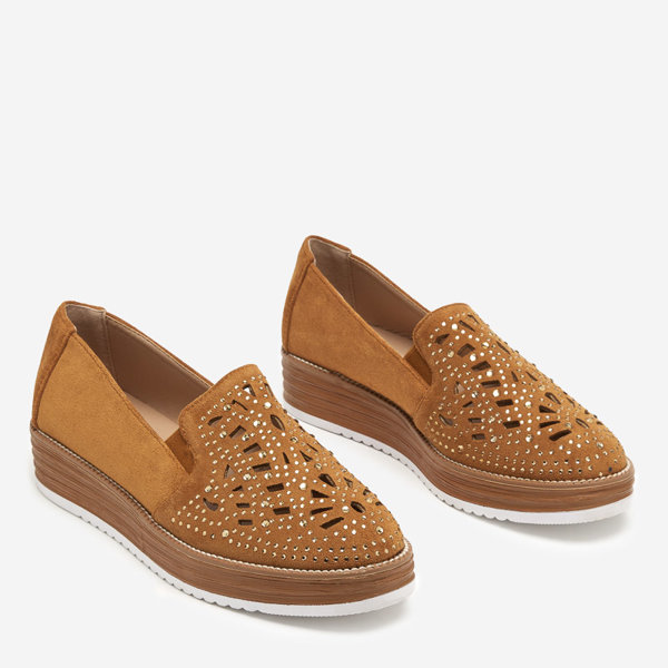 OUTLET Barna női cipő cirkóniával Lamsiou - Lábbeli