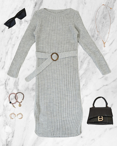 Royalfashion Szürke női pulóver ruha